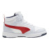 Bota de Fútbol Puma Ebound V6 Mid Silver Mist Cl Infantil Gris/Rojo/Blanco