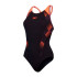 Bañador de Natación Speedo Mujer Placement Laneback Negro/ Rojo/Morado