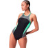 Bañador de Natación Speedo Mujer High Neck Splice Cross Back Negro/Verde