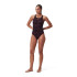 Bañador de Natación Speedo Mujer Hyperboom Allover Medalist Negro/Morado/ Rojo