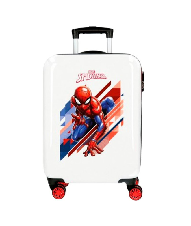 Maleta Abs 55Cm.4R.Spiderman Geo Blanco