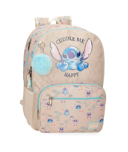 Mochila Disney Mochila 44Cm.2C. Stitch Cuddle Me Happy Beige