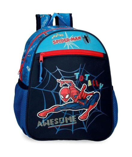 Mochila Marvel 33Cm. Spiderman Totally Awesome Azul