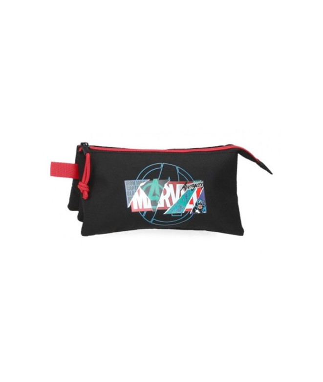 Portatodo 3 compartimientos Marvel Shield Negro