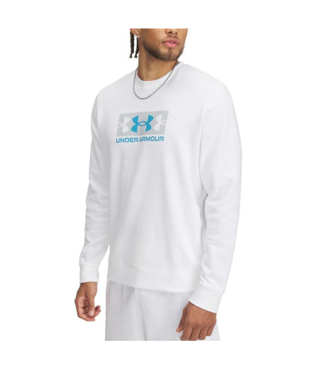 Sudadera Under Armour Rival Terry Logo Crew Hombre Blanco