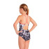 Bañador de Natación Zoggs Marble Sprintback Niña Negro Front Lined