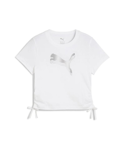 Camiseta Puma Essentials Metallic Knotted Tee G Niña White