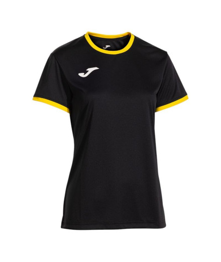 Camiseta Joma Combi Premium Negro Amarillo Mujer