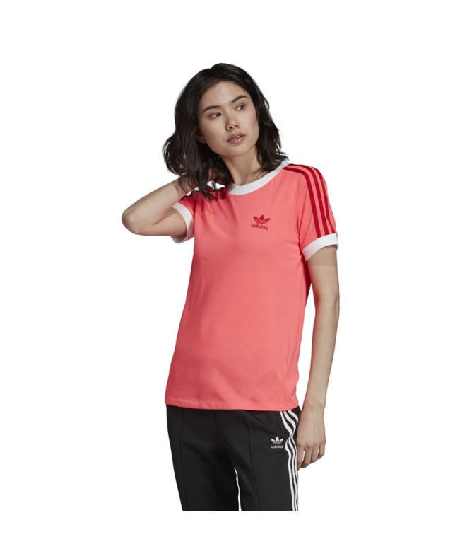 Camiseta adidas 3 Stripes rojo Mujer
